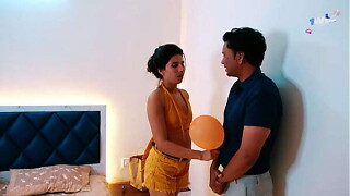 A horny sexy lady fucked hard by a delivery boy on her birthday