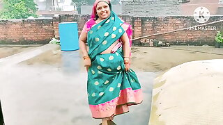 Bhabhi getting fucked in rain with Hindi audio